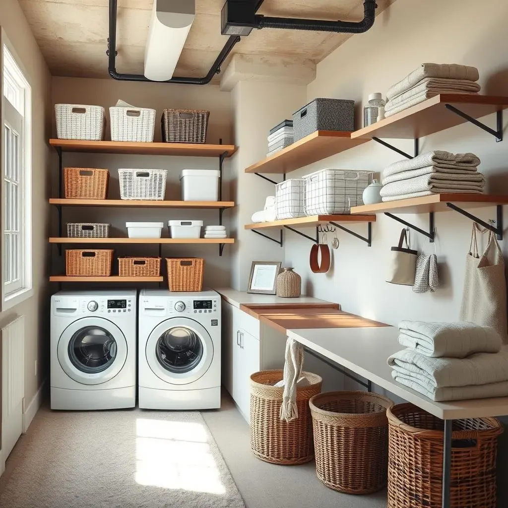 Amazing Basement Laundry Room Shelving Ideas