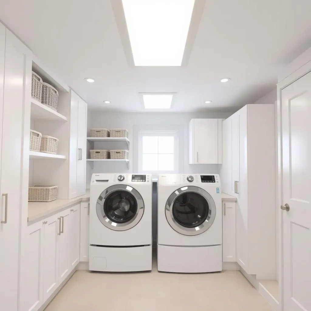 Bright and Functional Laundry Room in Basement Ideas: Conquering Basement Darkness