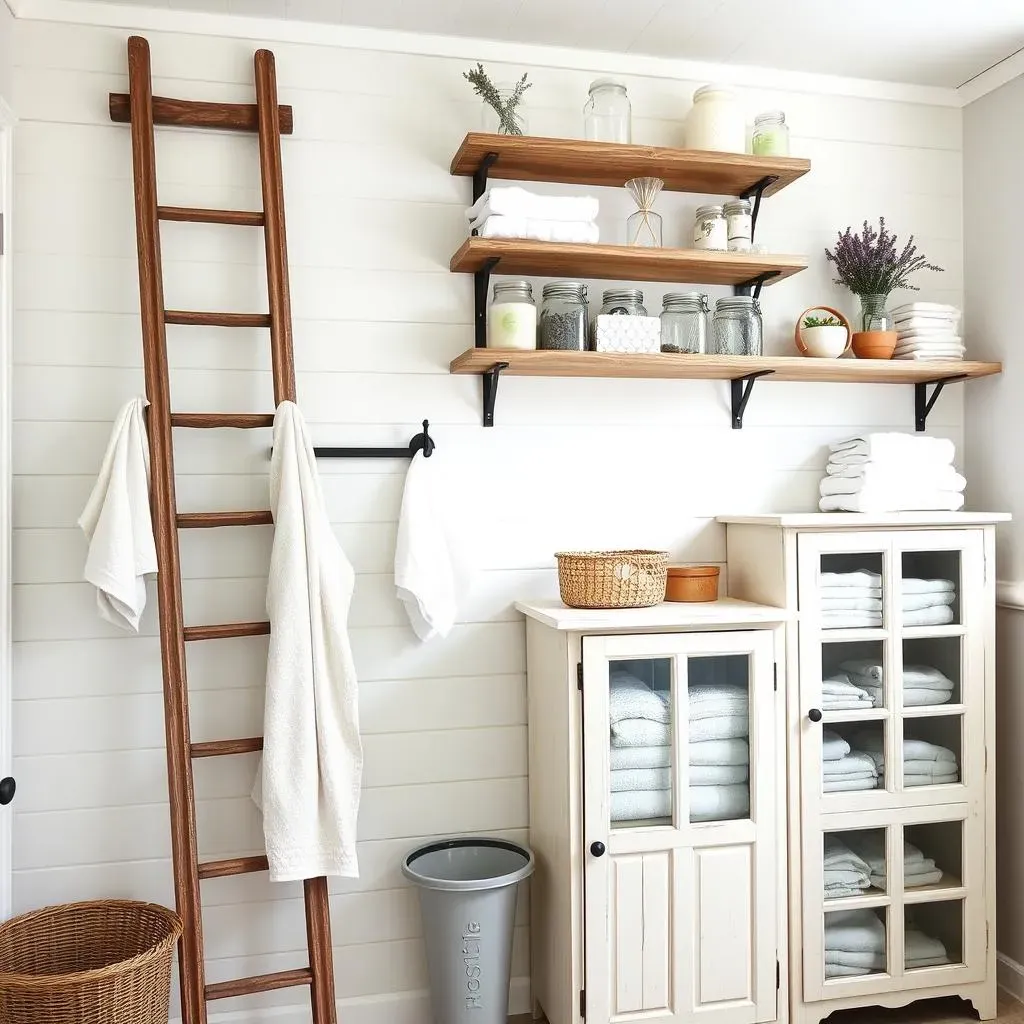 Creative Farmhouse Laundry Room Shelving and Cabinet Ideas
