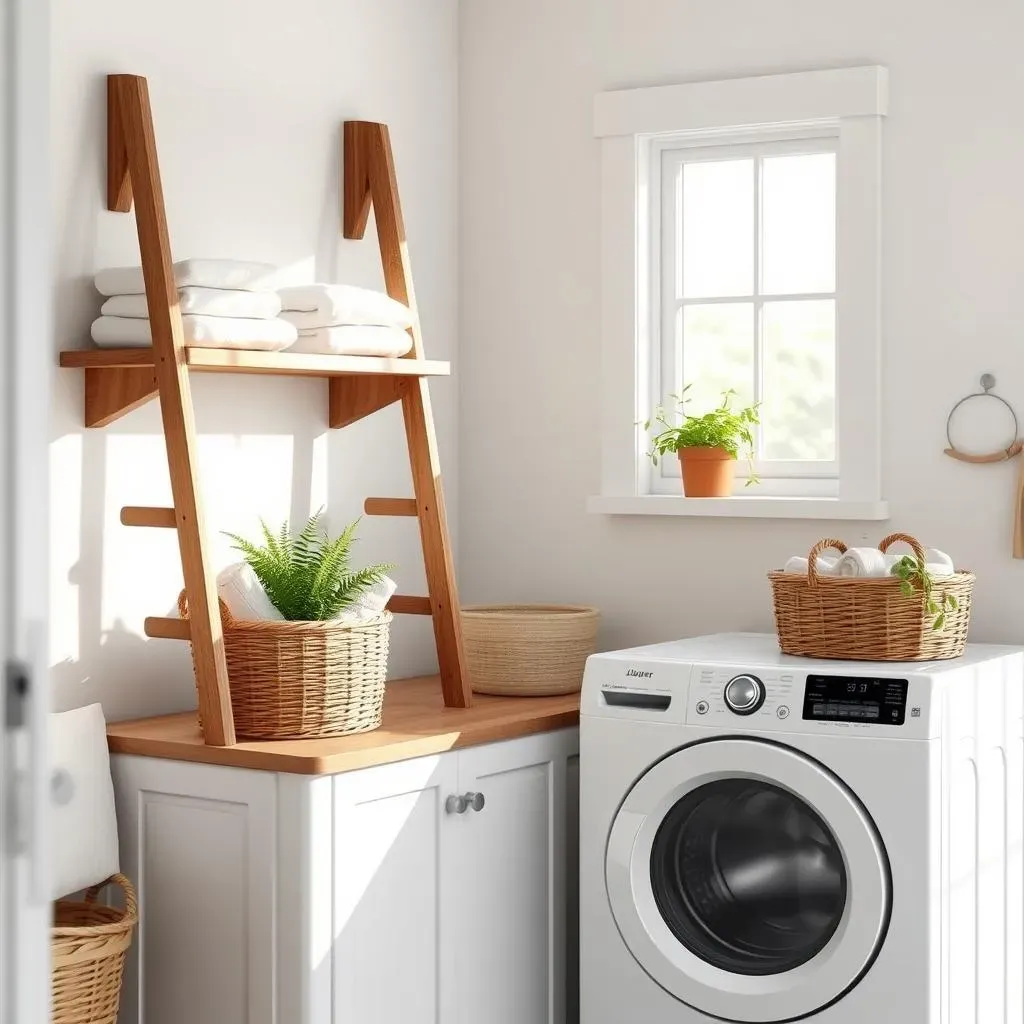 Creative Ideas for Laundry Room Ladder Shelving