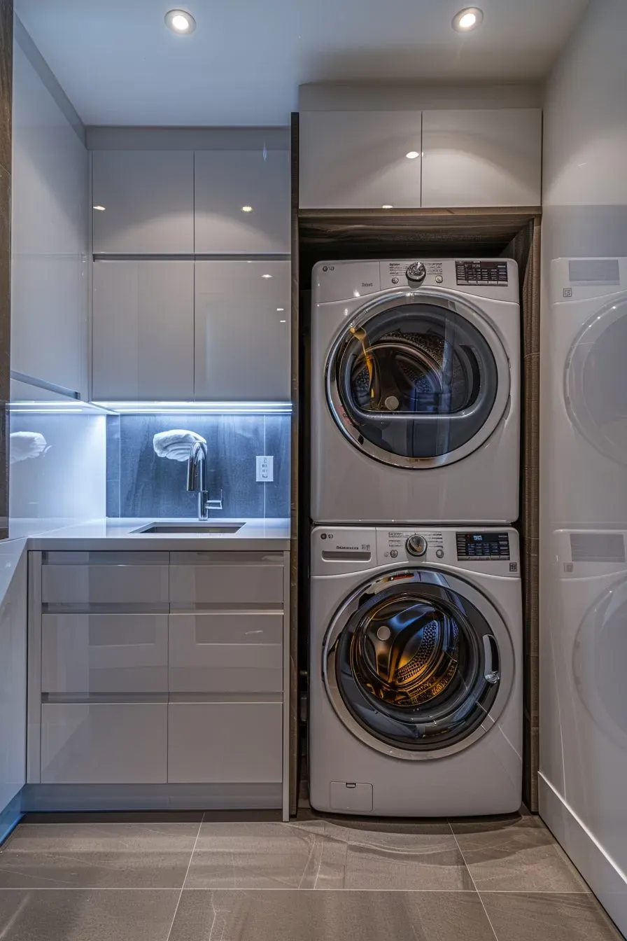 Designing Your Compact Haven: Essential Modern Stacked Laundry Room Ideas