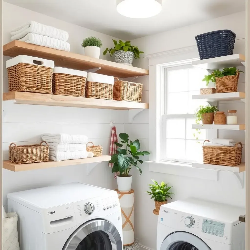 DIY and Creative Laundry Room Shelving with Baskets Ideas