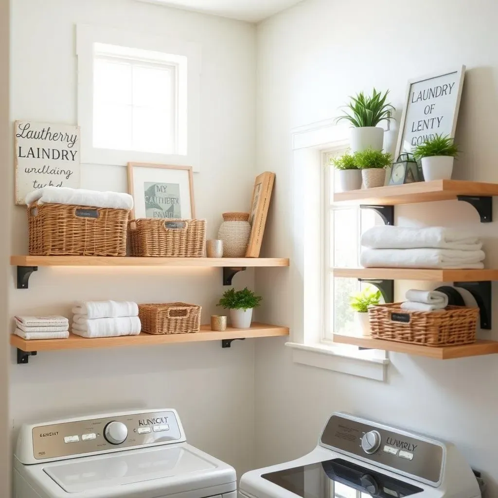 DIY Laundry Room Shelves and Decorative Touches