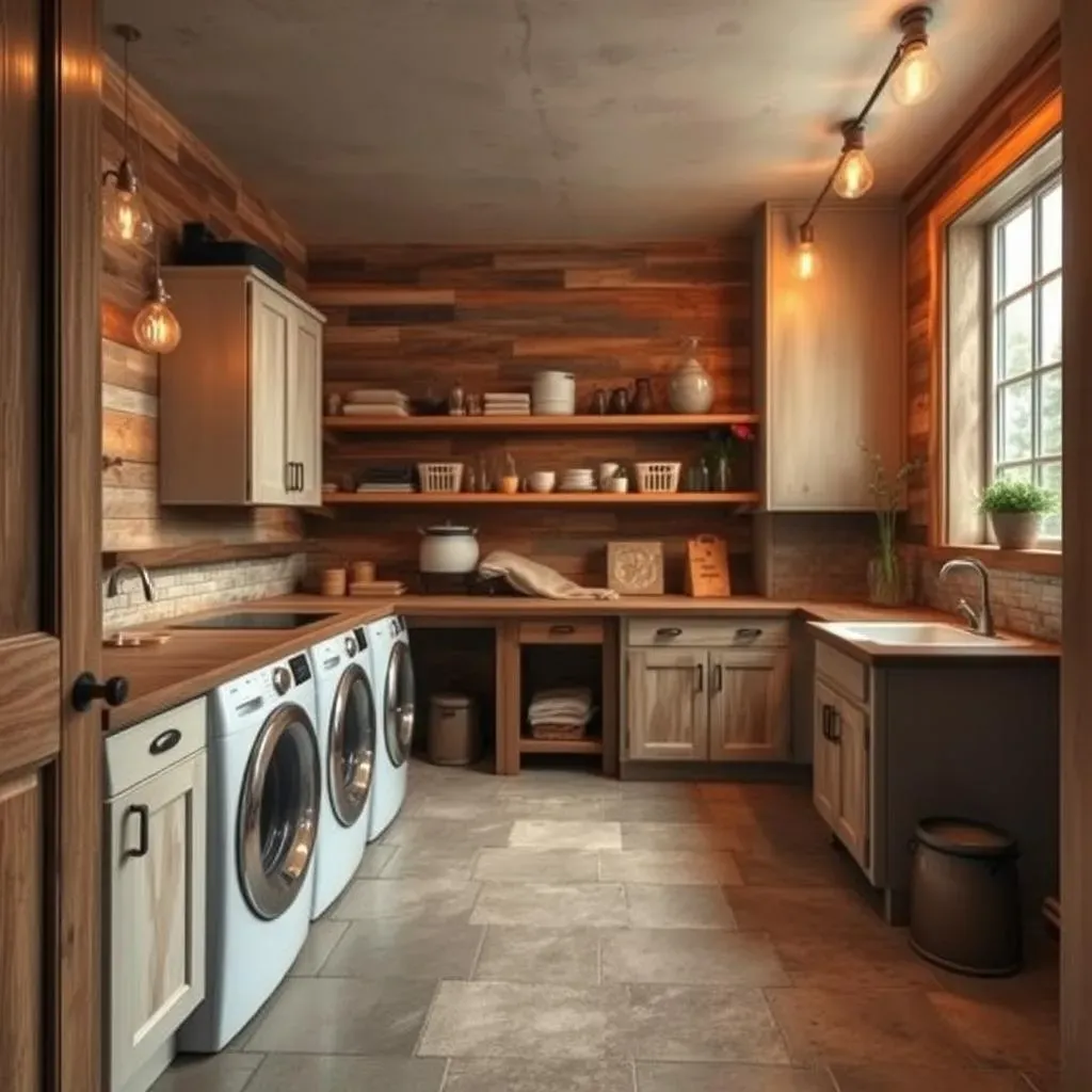 Essential Elements for a Rustic Laundry Room:  Flooring, Lighting, and Storage