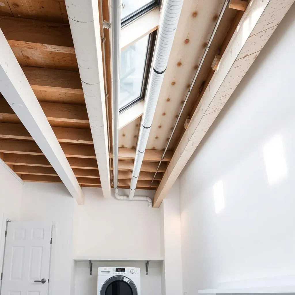 Exposed Basement Ceilings: Raw and Modern Laundry Room Look