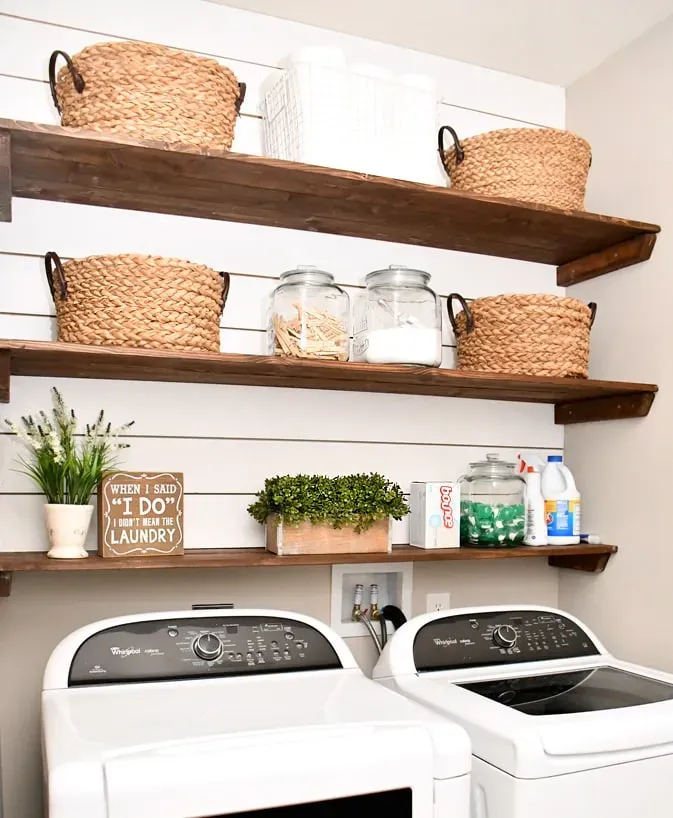 Brilliant floating shelves ideas for laundry room