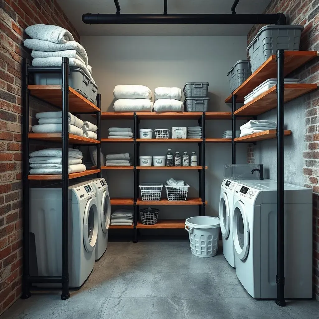 Awesome Industrial Laundry Room Shelving Ideas