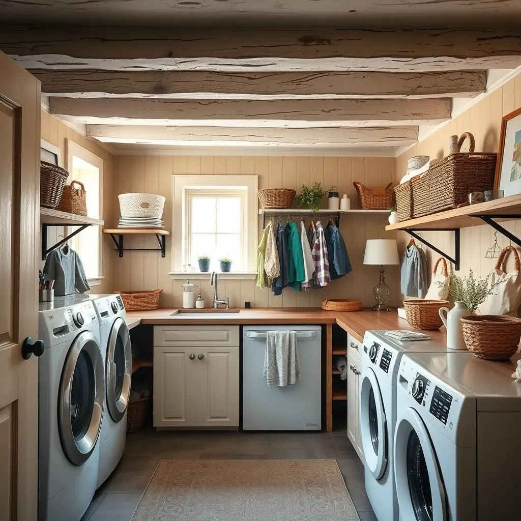 Laundry Room Ideas: Storage, Decor, and More with Exposed Beams