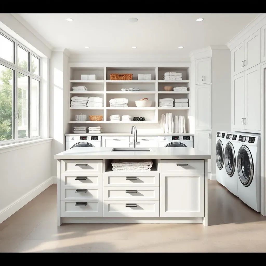 Laundry Room Islands: A Central Hub for Folding and Storage in Large Spaces