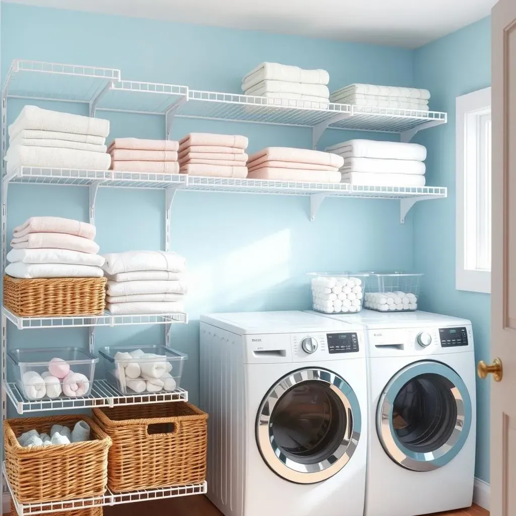 Brilliant Laundry Room Wire Shelving Ideas