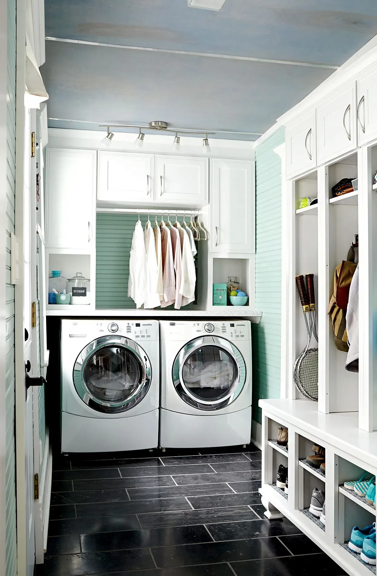 Smart laundry room with cabinets ideas: Storage hacks