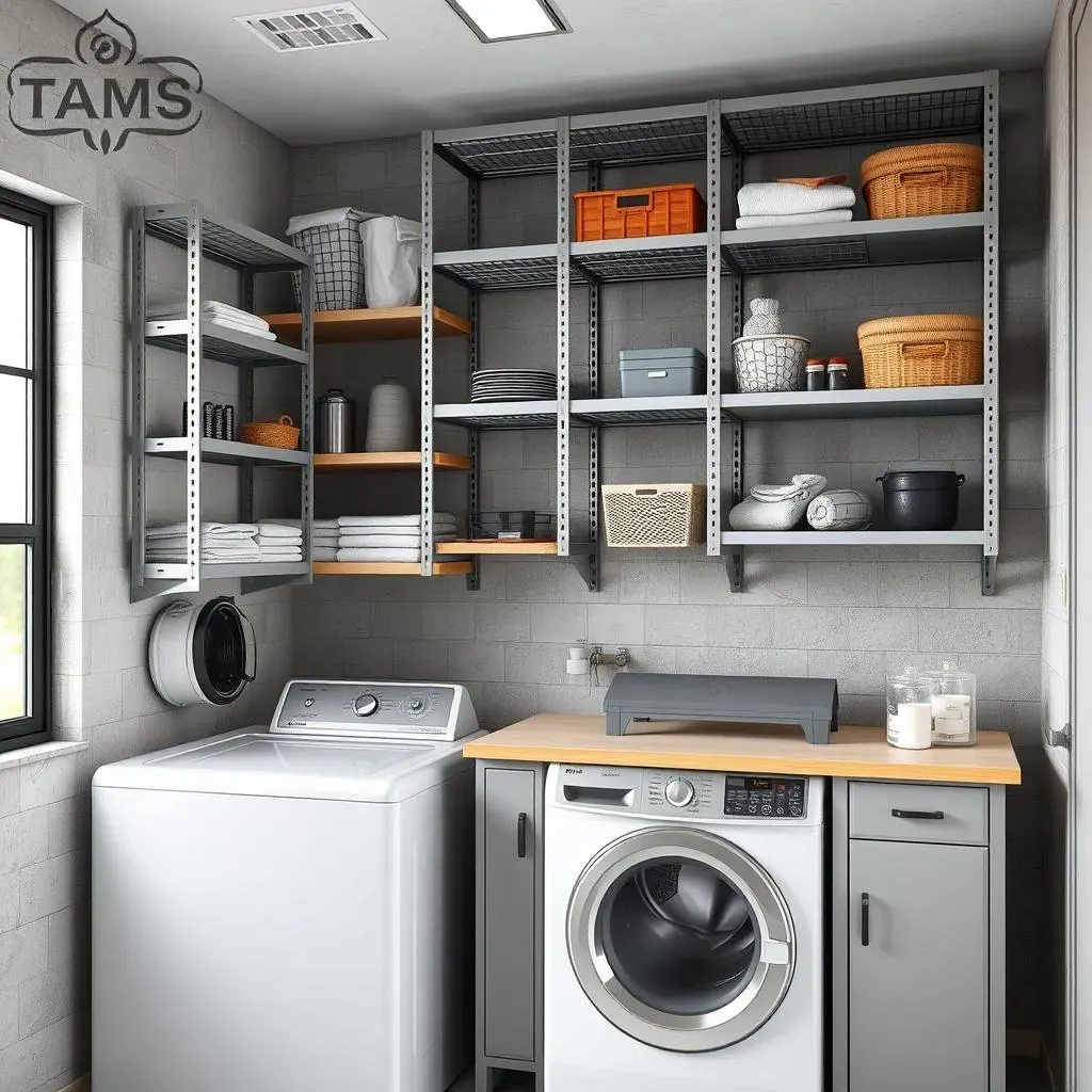 Maximize Space with Clever Industrial Laundry Room Shelving Ideas