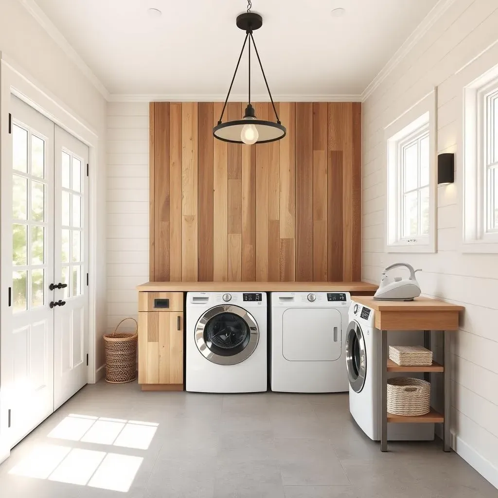 Modern Farmhouse Laundry Room Lighting and Finishes