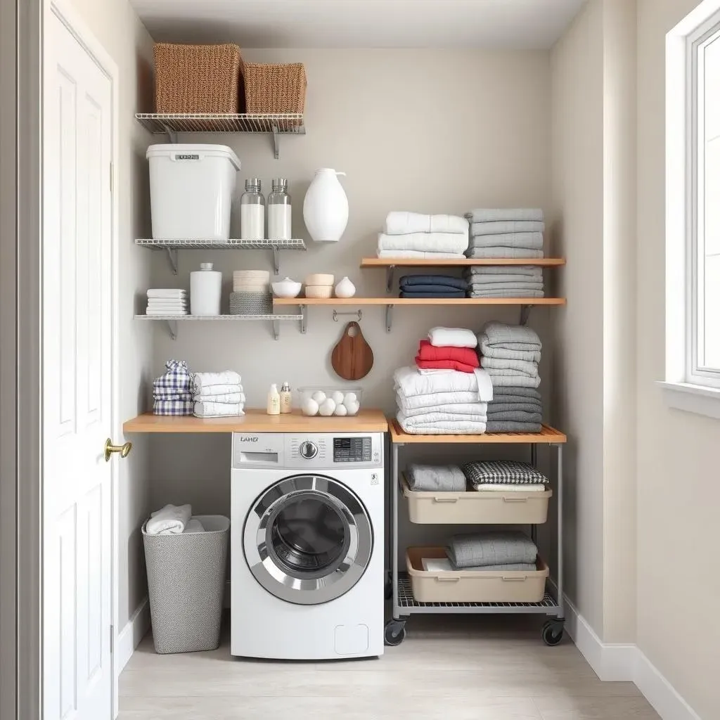 More Smart Small Laundry Room Shelving Ideas: Vertical and Rollable