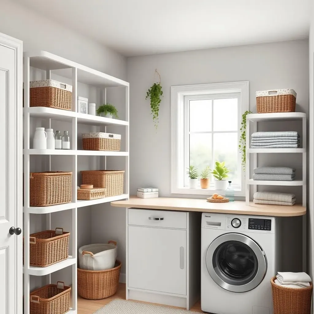 Amazing Open Shelving in Laundry Room