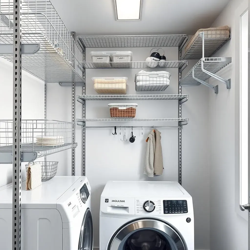 Practical Wall Shelf Ideas for Laundry Room: Wire & Adjustable Options