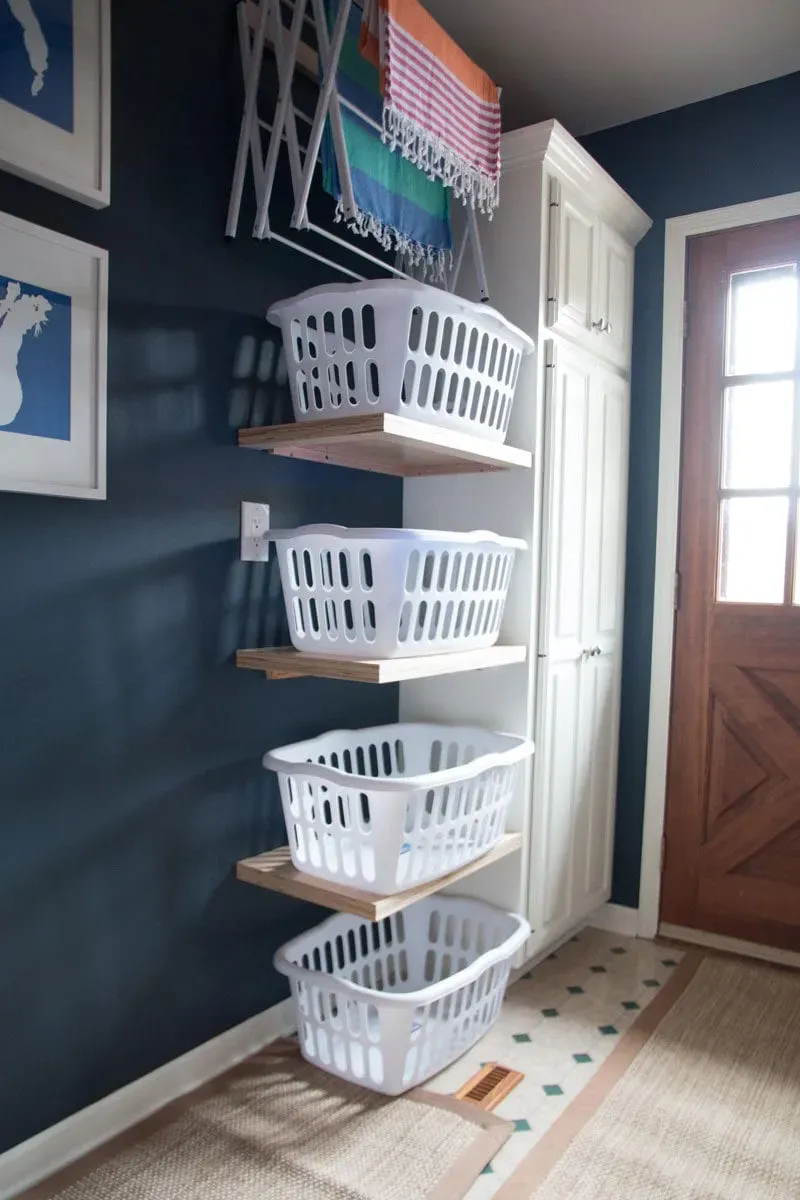 Clever small laundry room hamper ideas for tight spots