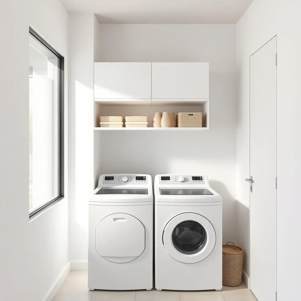 Stylish Small Laundry Room Ideas with Top Loading Washer and Dryer