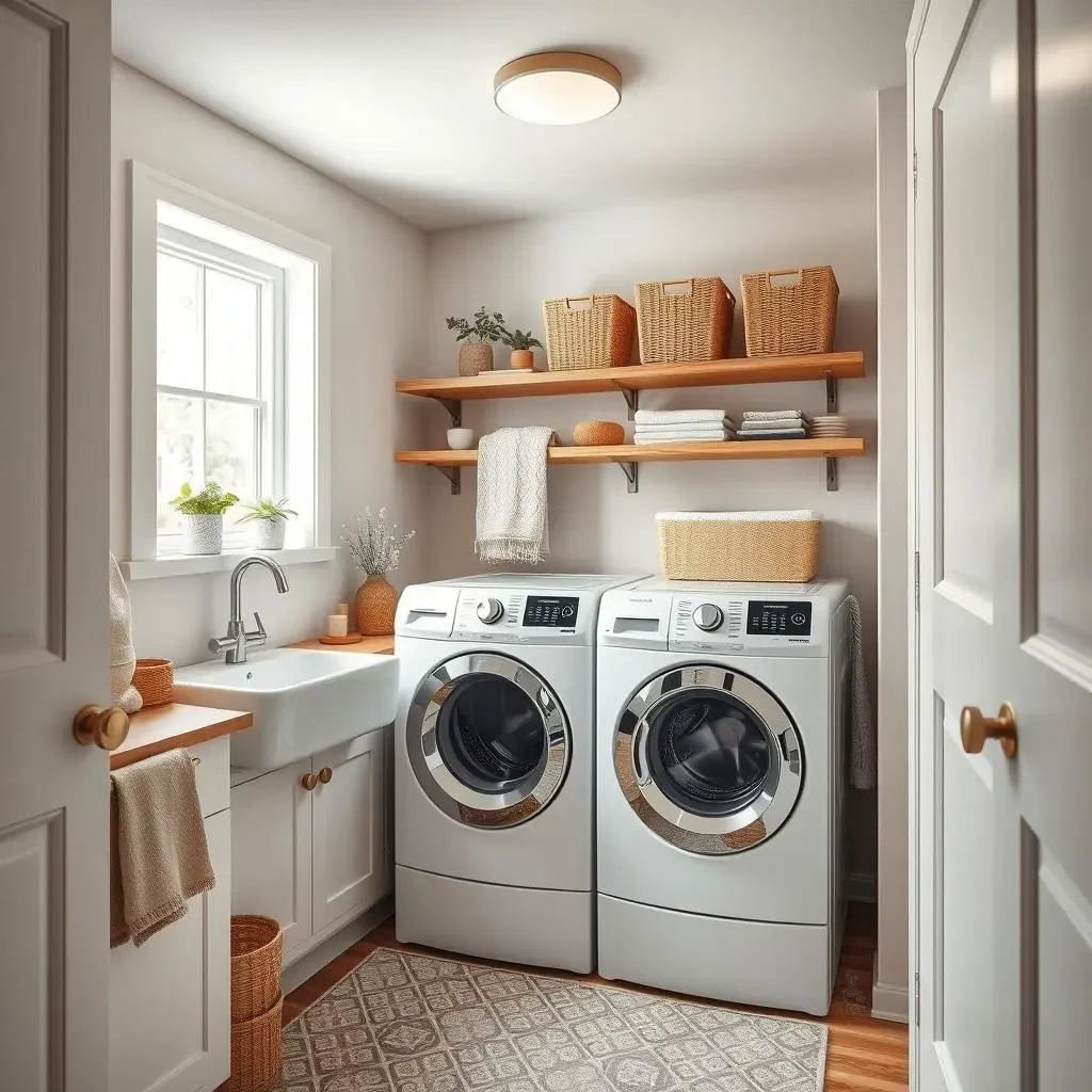 Amazing Small Laundry Room Ideas with Top Loading Washer and Sink