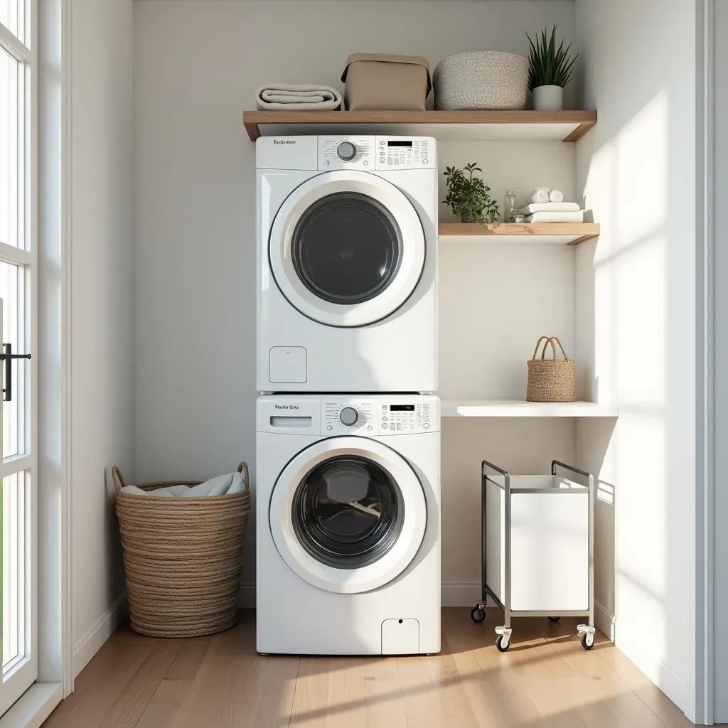 Smart Small Laundry Room Ideas with Stacked Washer and Dryer