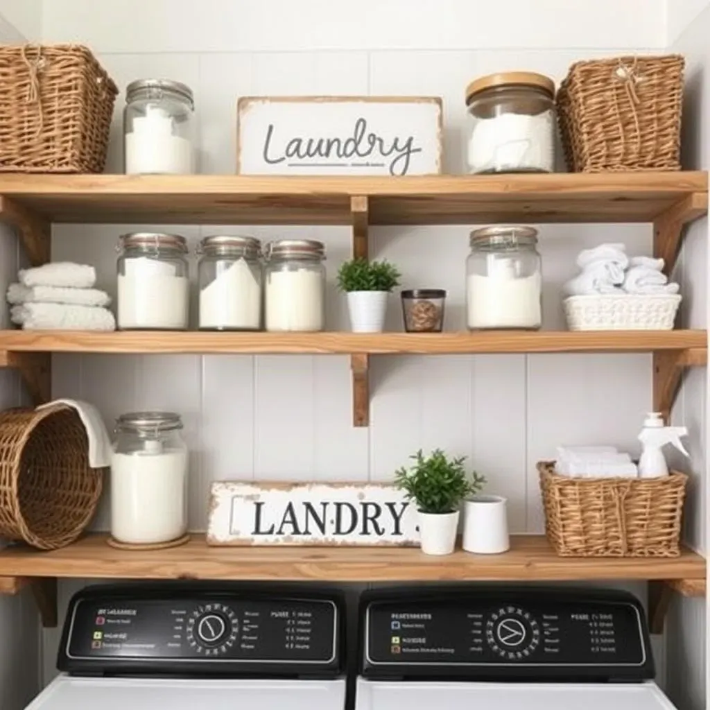 Styling Your New Rustic Laundry Room Shelves