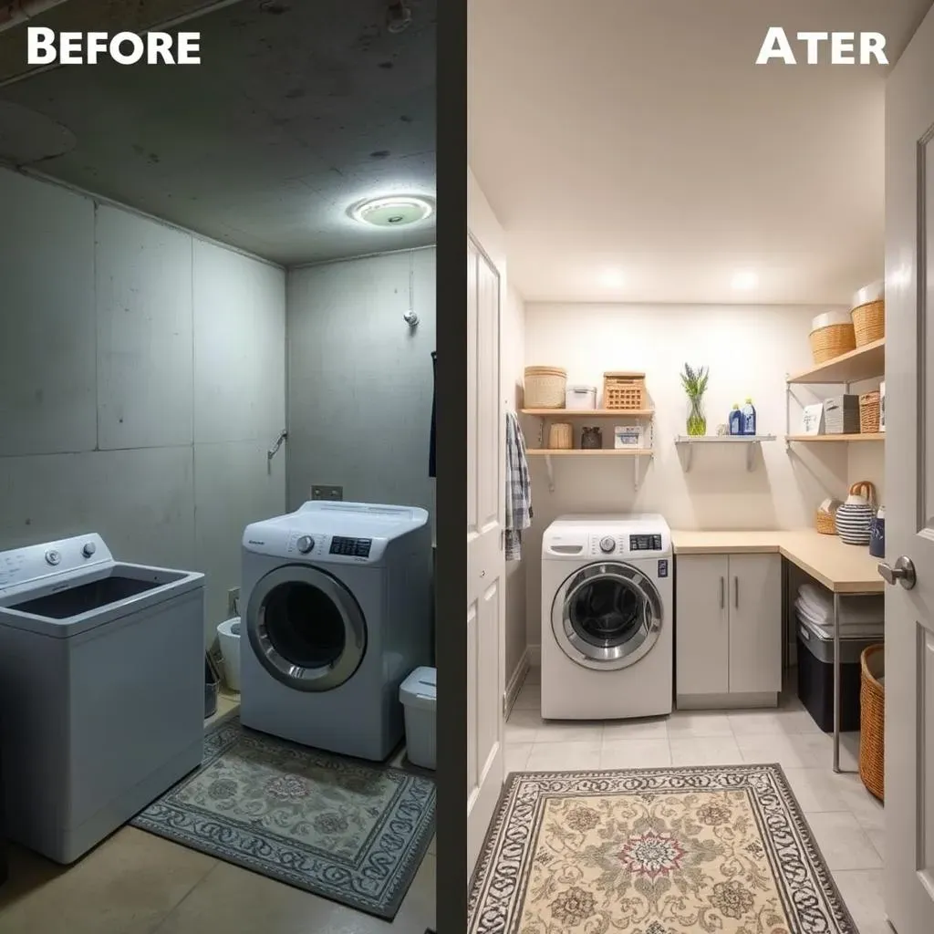 Amazing Unfinished Basement Laundry Room Makeover