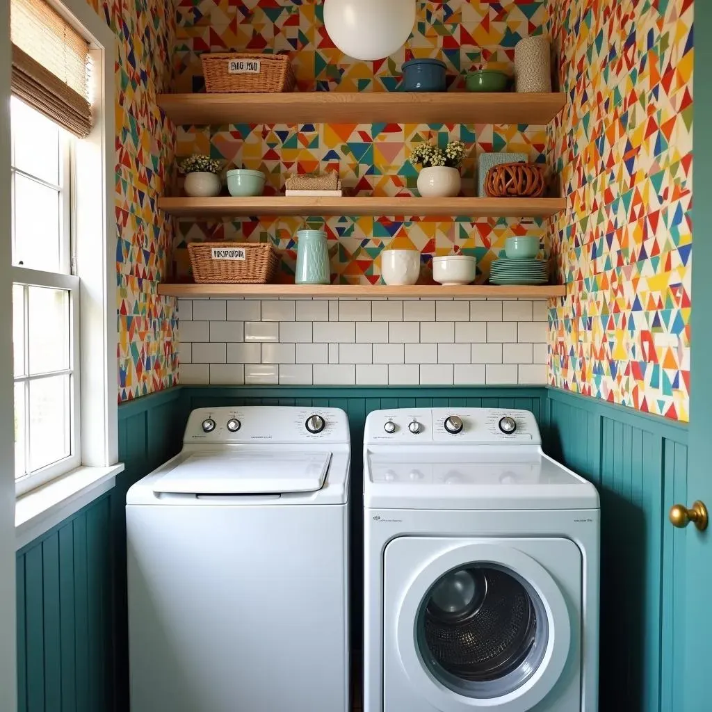 Wallpaper and Tile: Bold Laundry Room Accent Wall Ideas